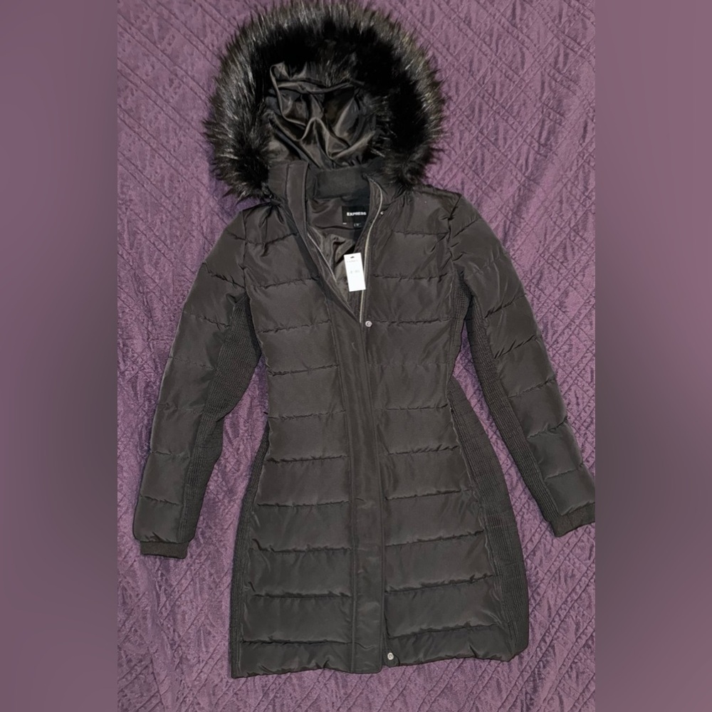 Express Long Hooded Puffer Coat